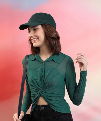 Tokyo Talkies Casual Solid Women Green Top
