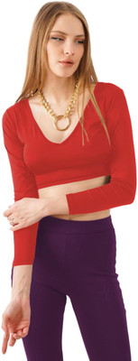 THE BLAZZE Casual Solid Women Red Top