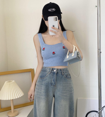 Icw Casual Self Design Women Black Top