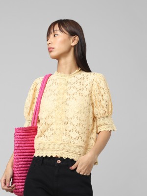 ONLY Casual Lace Women Yellow Top