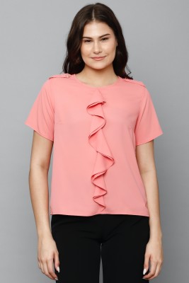 Allen Solly Casual Solid Women Pink Top