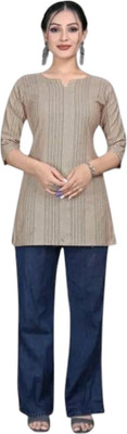 TheFashionIcon Women Solid Straight Kurta(Beige)