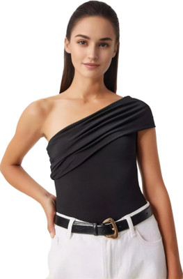 SIGHTBOMB Party Solid Women Black Top