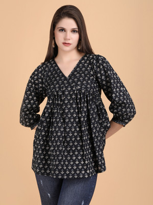 kurtiskraft Casual Printed Women Black Top