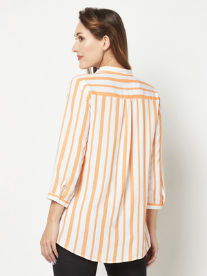 CRIMSOUNE CLUB Casual Printed Women Orange Top