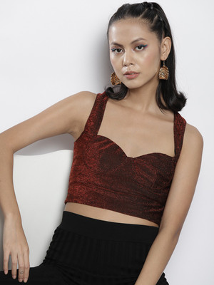 SASSAFRAS Party Solid Women Red Top