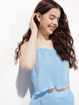 Dressberry Casual Solid Women Blue Top
