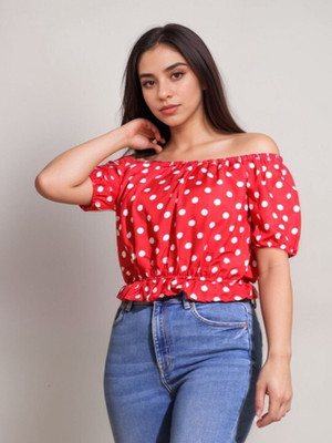 METRONAUT Party Polka Print Women Red Top