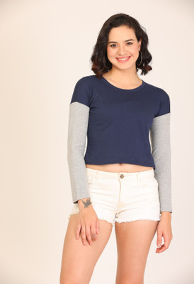 KG Best Collection Casual Color Block Women Dark Blue Top