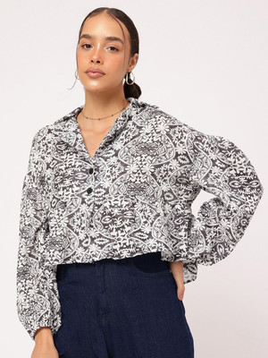 Dressberry Casual Printed Women Black Top