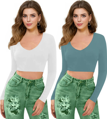 Kashonaa Casual Solid Women Light Blue Top