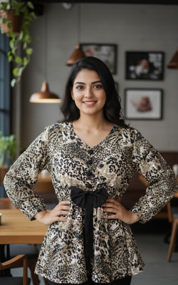 IQQA AZZU FASHIONS Casual Animal Print Women Multicolor Top