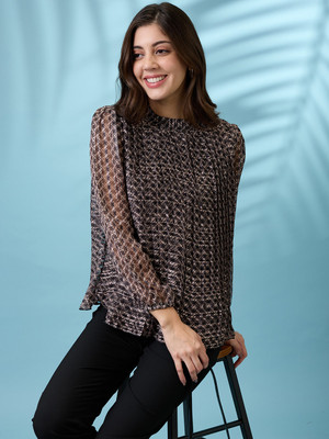 Globus Party Printed Women Black Top