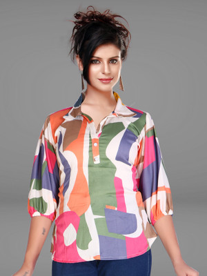 shabaris Casual Color Block Women Multicolor Top