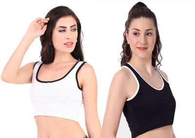 PINOVO Casual Solid Women Black, White Top