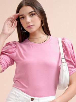 Tokyo Talkies Casual Solid Women Purple Top
