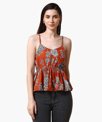THEWARS Casual Printed Women Brown, White Top