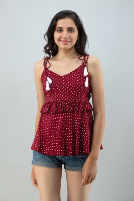 FLAMBOYANT Party Printed Women Maroon Top