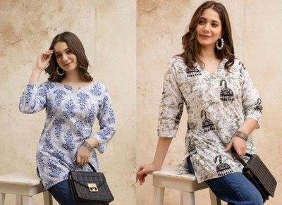 CHAHATFAB Casual Printed Women Multicolor Top