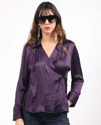 RAREISM Casual Solid Women Purple Top