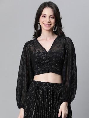 OXOLLOXO Casual Embellished Women Black Top