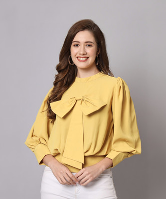 VredeVogel Casual Solid Women Yellow Top