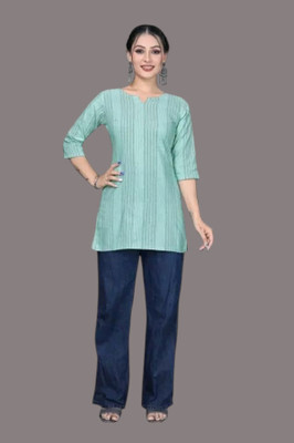 Texpa Creationqe Women Solid Anarkali Kurta(Blue)