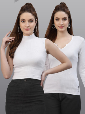 FRISKERS Party Solid Women White Top