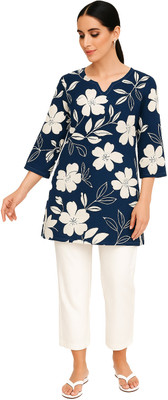 Zappy Casual Printed Women Blue, White Top