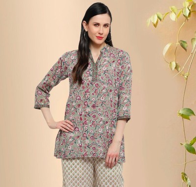 Rose Shree Casual Printed Women Grey Top