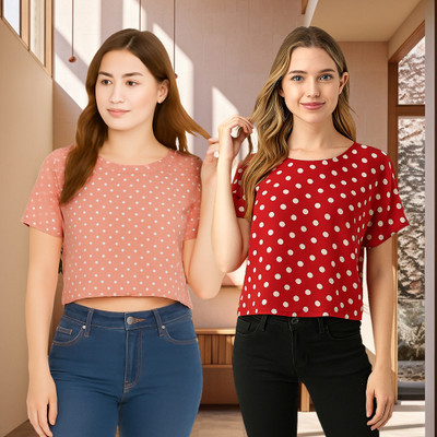 UNICUS APPAREL Casual Polka Print Women Multicolor Top