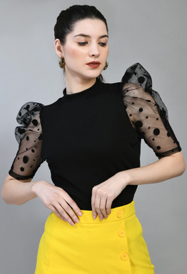 SAKSHI TRADER Casual Solid Women Black Top