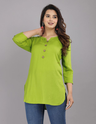 Bhiterwal Casual Solid Women Light Green Top