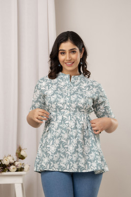 Vivan Enterprises Casual Printed Women Grey, White Top