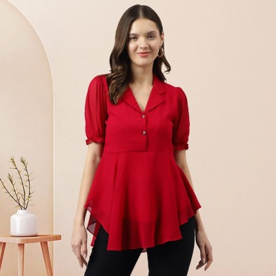 Toochki Casual Solid Women Red Top