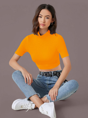 Kashonaa Casual Solid Women Orange Top