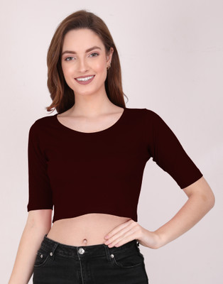 THE BLAZZE Casual Solid Women Maroon Top