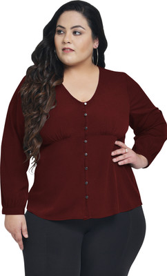 wild U Casual Solid Women Maroon Top