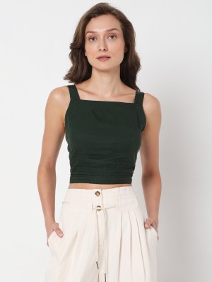 VERO MODA Casual Solid Women Green Top