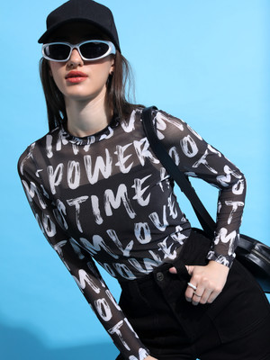 Tokyo Talkies Casual Printed Women Black, White Top