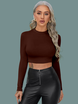 Dream Beauty Fashion Casual Solid Women Brown Top