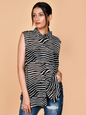 Kesarya Casual Printed Women Black, White Top