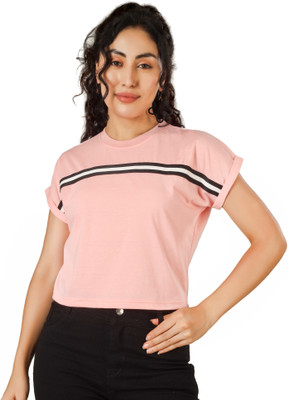 Clothza Casual Striped Women Pink Top