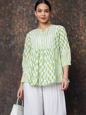 Melange by Lifestyle Casual Printed Women Yellow Top