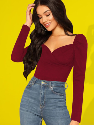 Maheshvi Casual Solid Women Red Top