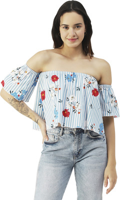 moomaya Casual Printed Women Blue Top