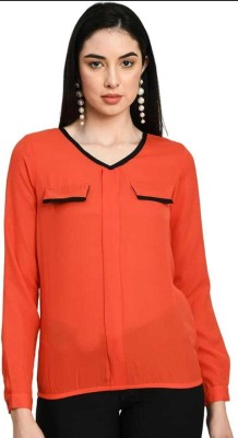 Trendy Attire Casual Solid Women Orange Top