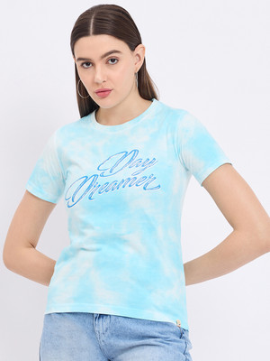 DUKE Casual Tie & Dye Women Blue Top