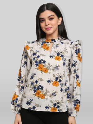 Azzurra Party Floral Print Women White Top
