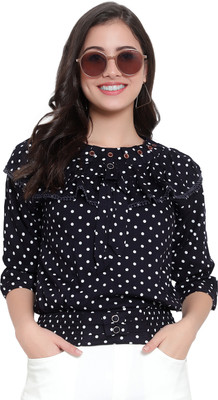 Moda Rapido Casual Printed Women Black Top